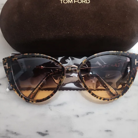 NEW Authentic Tom Ford Anjelica-02 Leopard Cat Eye Sunglasses - Picture 2 of 9